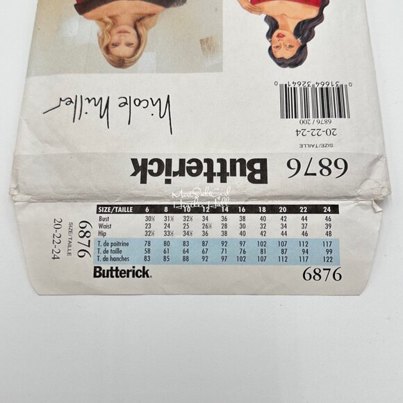 Butterick 6876 Nicole Miller Sewing Pattern Misses Petite Off-The-Shoulder Dress - Picture 3 of 4